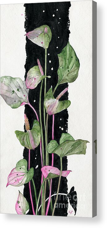 Anthurium Acrylic Print featuring the painting Flower Anthurium 02 Elena Yakubovich by Elena Daniel Yakubovich