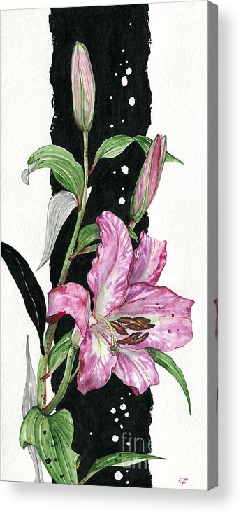Lily Acrylic Print featuring the painting Flower Lily 02 Elena Yakubovich by Elena Daniel Yakubovich