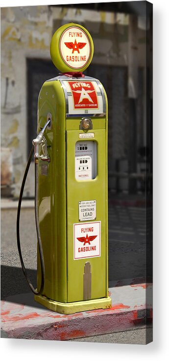 Flying A Gasoline Acrylic Print featuring the photograph Flying A Gasoline - National Gas Pump by Mike McGlothlen