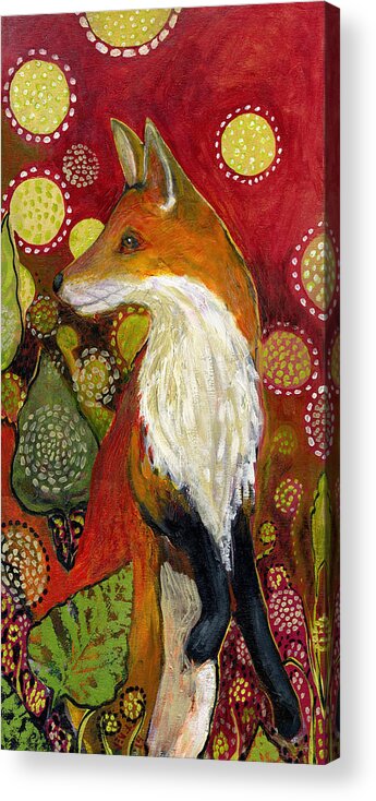 Fox Acrylic Print featuring the painting Fox Listens by Jennifer Lommers