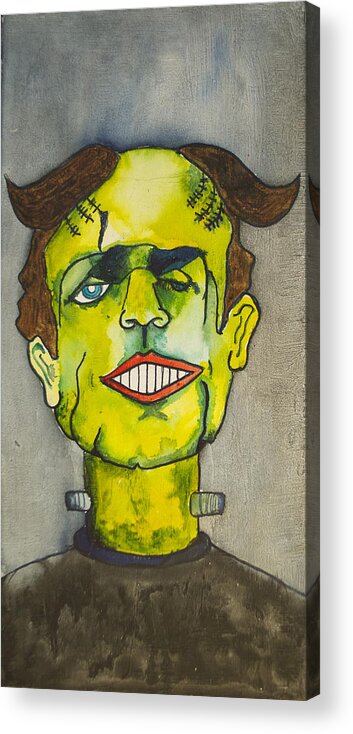 Frankenstein Acrylic Print featuring the painting Frankensteins Monster as Tillie by Patricia Arroyo