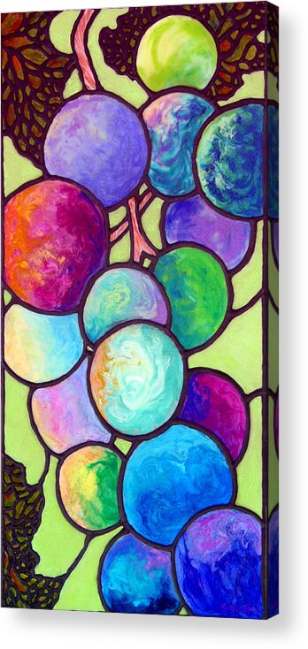 Stained Glass Acrylic Print featuring the painting Grape de Chine by Sandi Whetzel