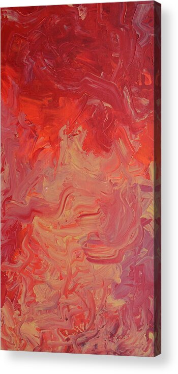An Acrylic Painting Of The Flames Of Hell Dancing Around In Circles. Acrylic Print featuring the painting Hell's Fire by Martin Schmidt