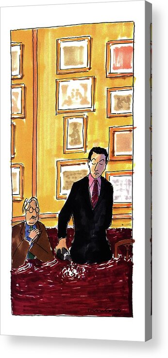 (a Man Pouring Wine Into A Glass Even Though He's Already Waist-deep In Wine)
Dining Acrylic Print featuring the drawing New Yorker May 16th, 1994 by Michael Crawford
