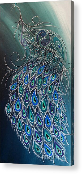 Peacock Acrylic Print featuring the painting Peacock Tahi by Reina Cottier