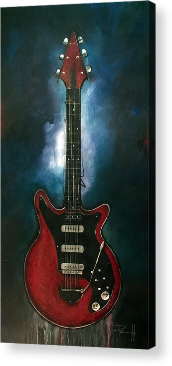 Brian May Acrylic Print featuring the painting The Red Special by Sean Parnell