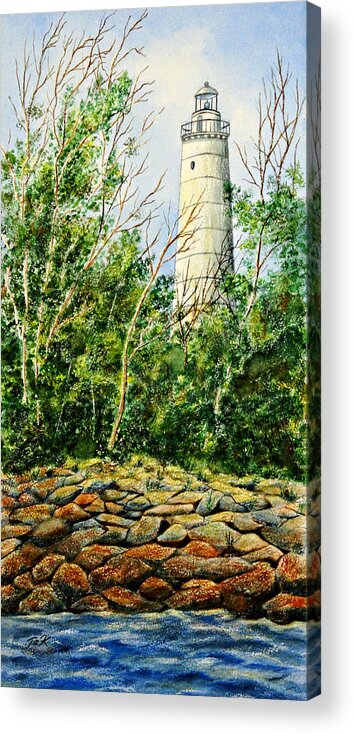 Lighthouse Acrylic Print featuring the painting The Sailor's Friend by Thomas Kuchenbecker