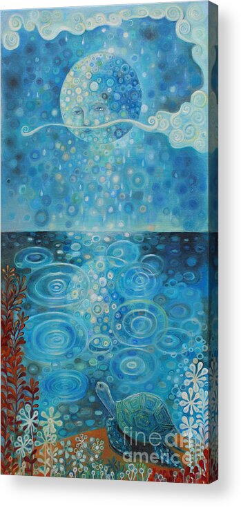 Moon Acrylic Print featuring the painting What You Thinking Moon by Manami Lingerfelt