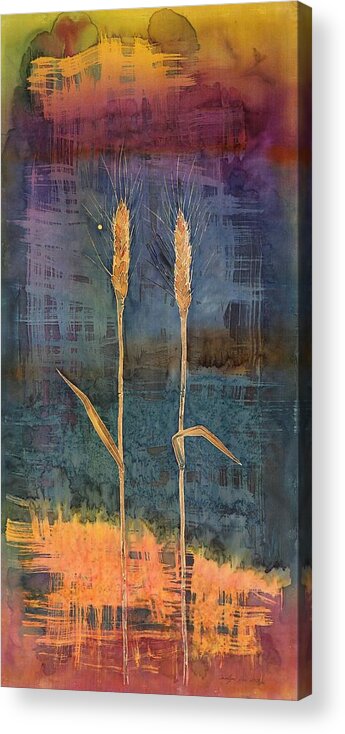 Wheat Acrylic Print featuring the tapestry - textile Wheat Couple by Carolyn Doe