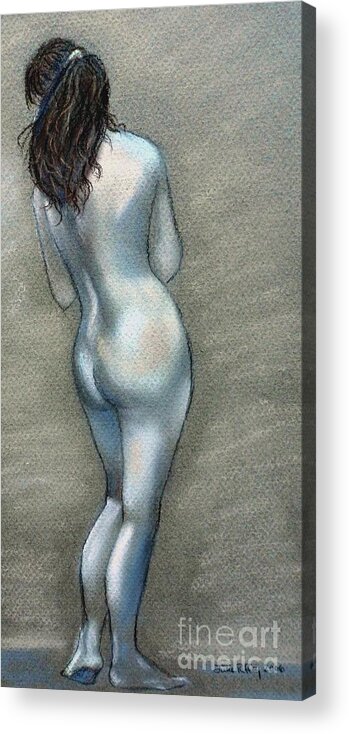 Nude Acrylic Print featuring the drawing Bath Time by Julie Brugh Riffey