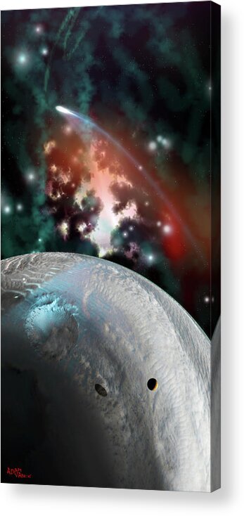 Space Acrylic Print featuring the digital art Flyin By by Adam Vance