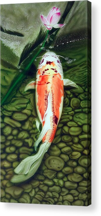 Koi Fish Acrylic Print featuring the painting Just One Bite by Dan Menta