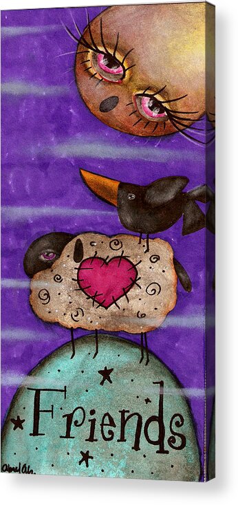 Folk Art Acrylic Print featuring the painting Friends by Abril Andrade