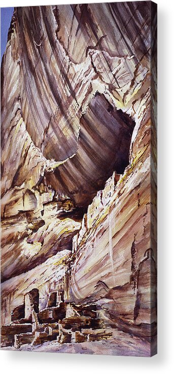 American Indian Acrylic Print featuring the painting Anassasi Wall by Connie Williams