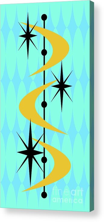 Acrylic Print featuring the digital art Atomic Boomerangs in Gold by Donna Mibus