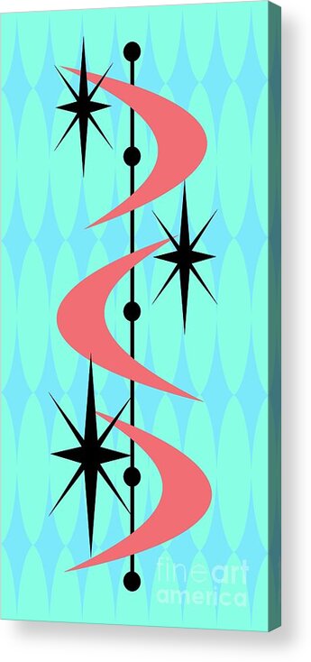  Acrylic Print featuring the digital art Atomic Boomerangs in Pink by Donna Mibus
