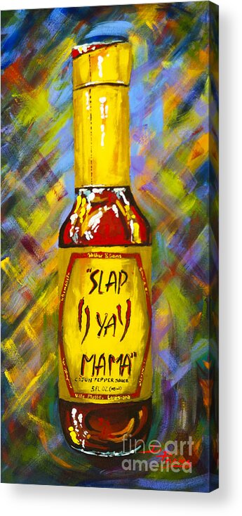 Louisiana Hot Sauce Acrylic Print featuring the painting Awesome Sauce - Slap Ya Mama by Dianne Parks