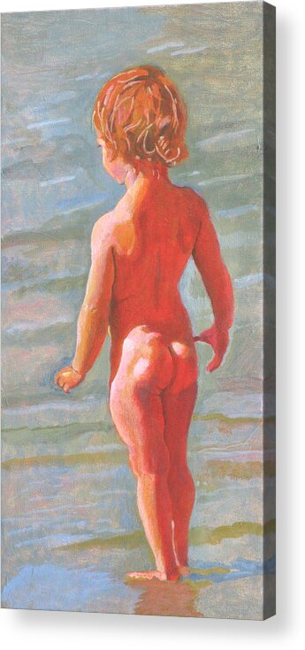 Baby Acrylic Print featuring the painting Beach Baby by Robert Bissett