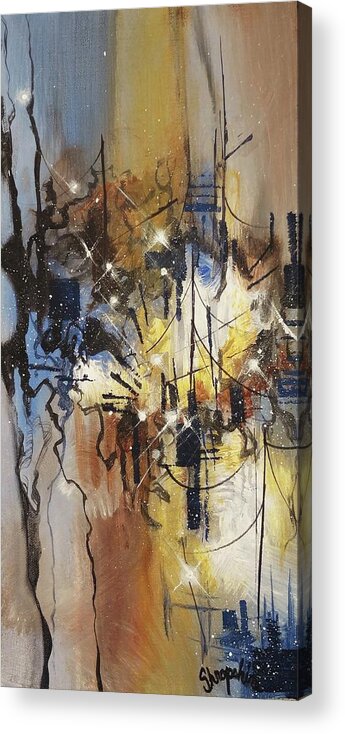 Abstract Acrylic Print featuring the painting Bourbon and Blues by Tom Shropshire