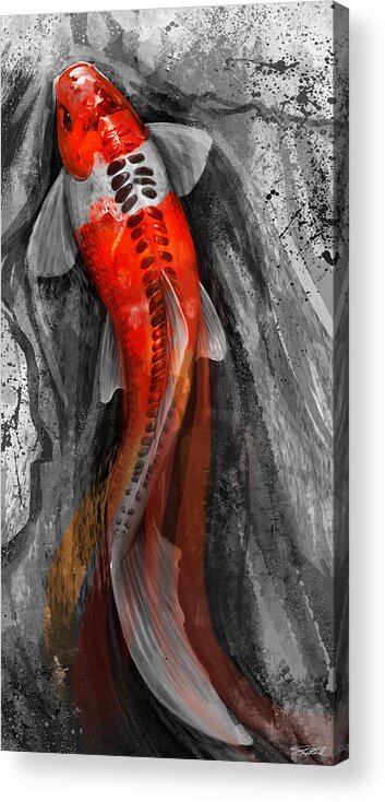 Koi Art Acrylic Print featuring the digital art Flowing Koi by Steve Goad