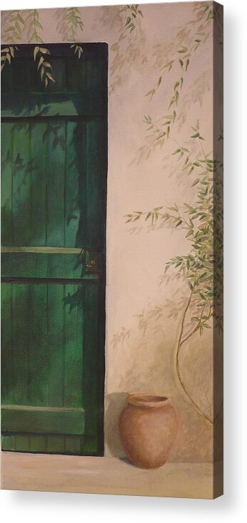 Door Acrylic Print featuring the painting Green Door by Caroline Philp