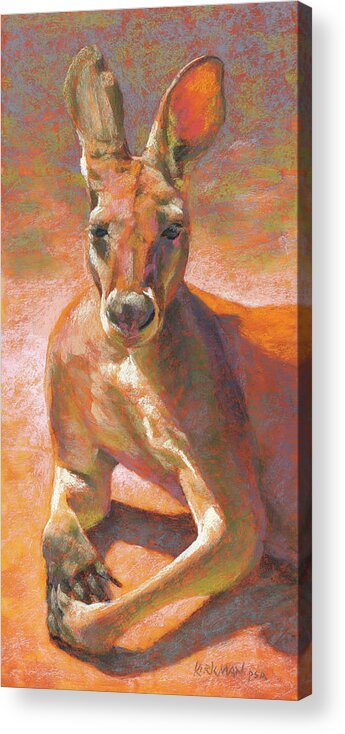 Kangaroo Acrylic Print featuring the pastel K is for Kangaroo by Rita Kirkman
