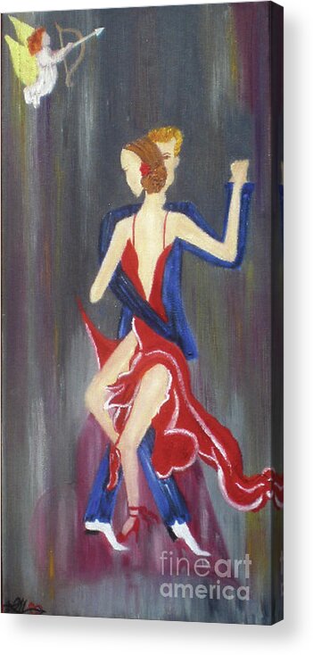 Cupid Acrylic Print featuring the painting My Secret Valentine by Artist Linda Marie
