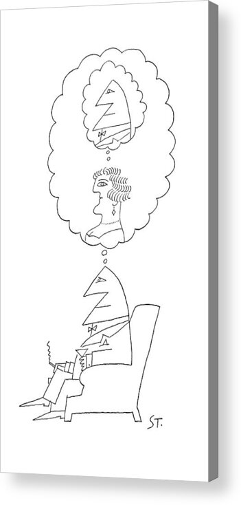 Saul Steinberg 81680 Steinbergattny   (man Acrylic Print featuring the drawing New Yorker June 30th, 1962 by Saul Steinberg