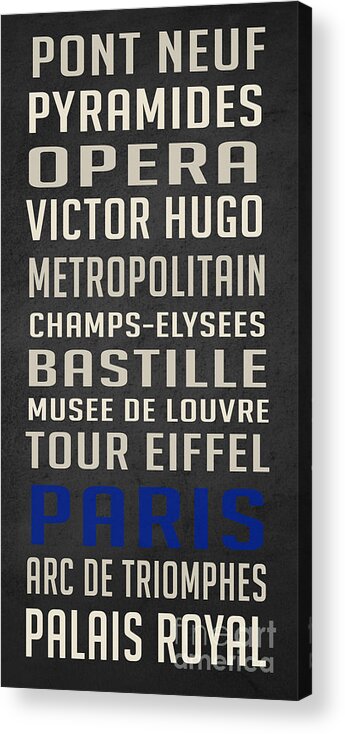 Paris Acrylic Print featuring the digital art Paris Subway Stations Vintage by Edward Fielding