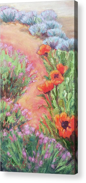 Colorado Landscape Acrylic Print featuring the painting Poppy Pathway by Gina Grundemann