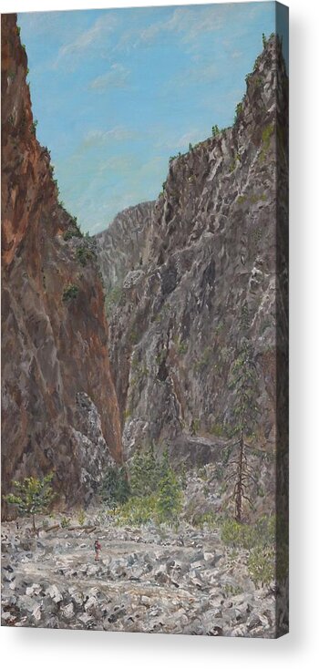 Samaria Acrylic Print featuring the painting Samaria Gorge by David Capon