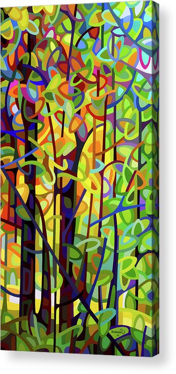 Abstract Acrylic Print featuring the painting Standing Room Only - crop by Mandy Budan