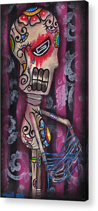 Day Of The Dead Acrylic Print featuring the painting Tangled by Abril Andrade