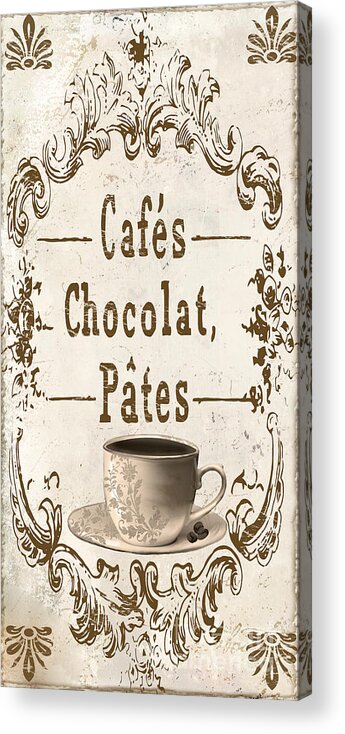 Vintage French Label Acrylic Print featuring the painting Vintage Paris Cafe Sign by Mindy Sommers