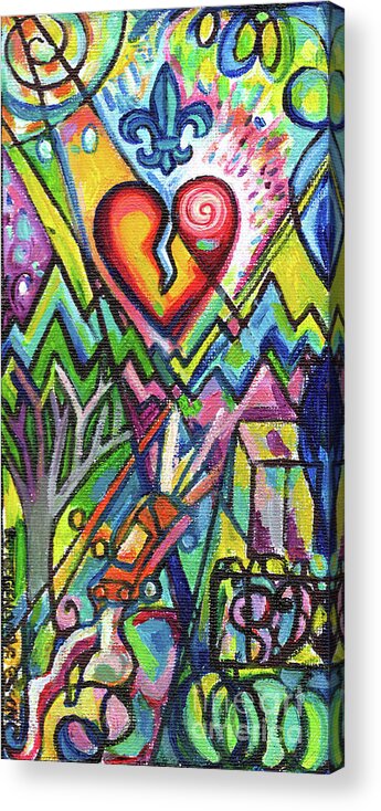 Whimsical Acrylic Print featuring the painting Creve Coeur Streetlight Banners Whimsical Motion 5 by Genevieve Esson