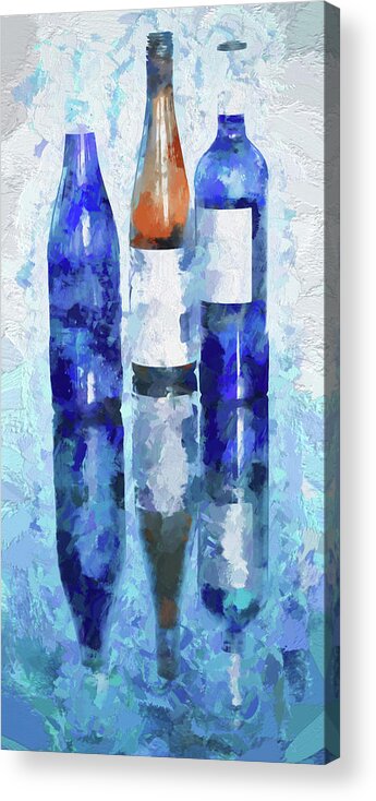 Lena Owens Photography With Digital Touch Acrylic Print featuring the photograph Wine Bottles Reflection by OLena Art by Lena Owens - Vibrant DESIGN