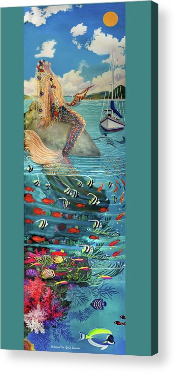  Acrylic Print featuring the painting Mermaid in Paradise Towel Version #1 #1 by Bonnie Siracusa