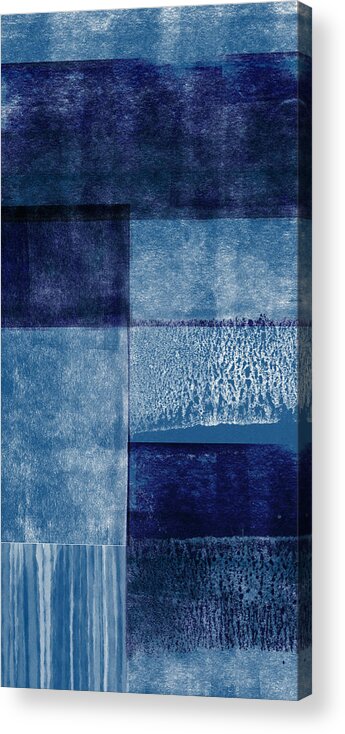 Abstract Acrylic Print featuring the mixed media Azul Blocks 2- Art by Linda Woods by Linda Woods