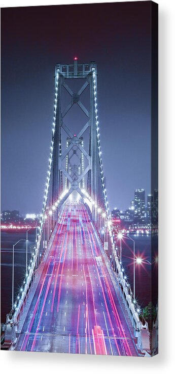Bridge Acrylic Print featuring the photograph Oakland Bridge 3 Color by Moises Levy