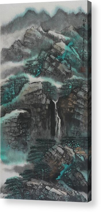Chinese Watercolor Acrylic Print featuring the painting The Four Seasons Version 1 - Spring by Jenny Sanders