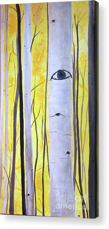 Aspens Acrylic Print featuring the mixed media A Stand of Aspen by Kate Conaboy