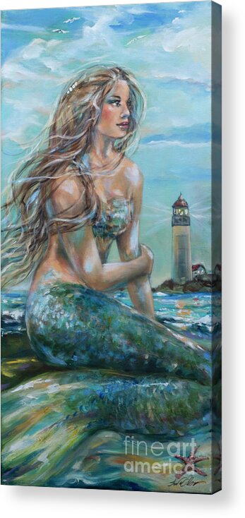 Mermaid Acrylic Print featuring the painting Allexis by Linda Olsen