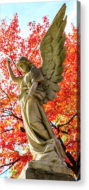 Angel Acrylic Print featuring the photograph Angel Statue in the Fall by HawkEye Media