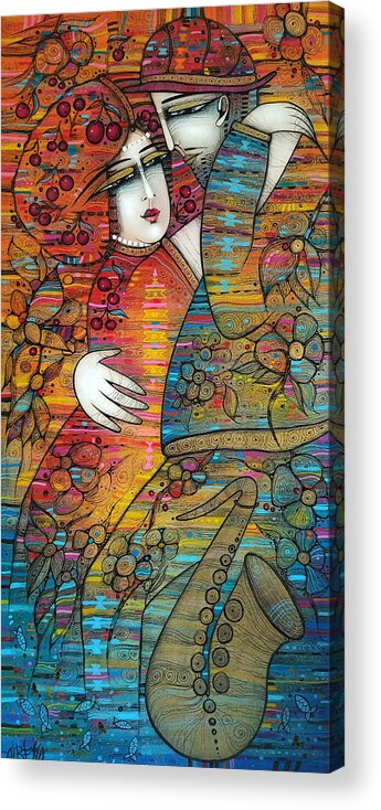 Albena Acrylic Print featuring the painting Cherry Tango by Albena Vatcheva