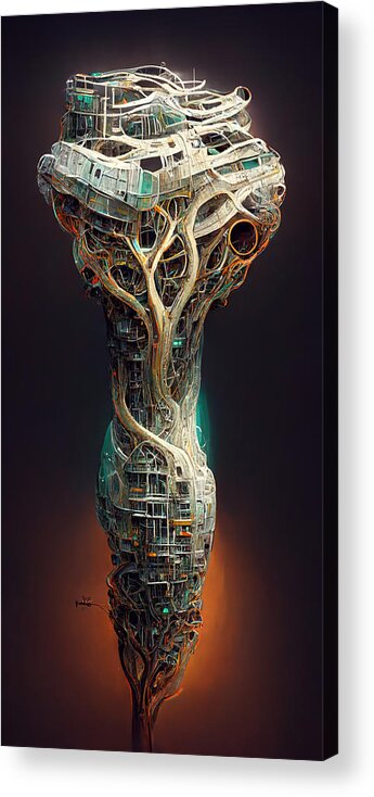 Nature Acrylic Print featuring the painting Colossal Gnarled Tree Roots Arcology Megacity Detai C4c8c68e 146a 47fa B6af Eb1f842e511e by MotionAge Designs