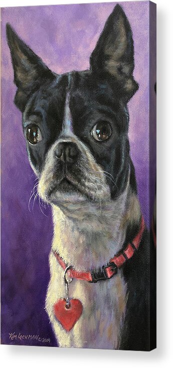 Boston Terrier Acrylic Print featuring the painting Ethel by Kim Lockman