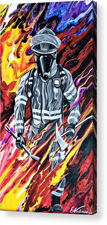 Fire Acrylic Print featuring the painting Fearless by Emanuel Alvarez Valencia