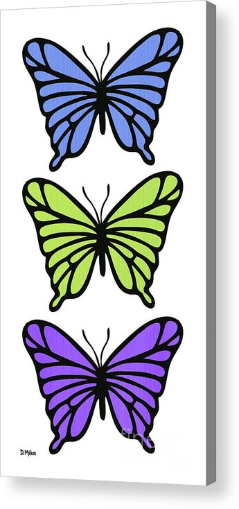 Retro Butterfly Acrylic Print featuring the digital art Mod Butterflies in Blue Green Purple by Donna Mibus