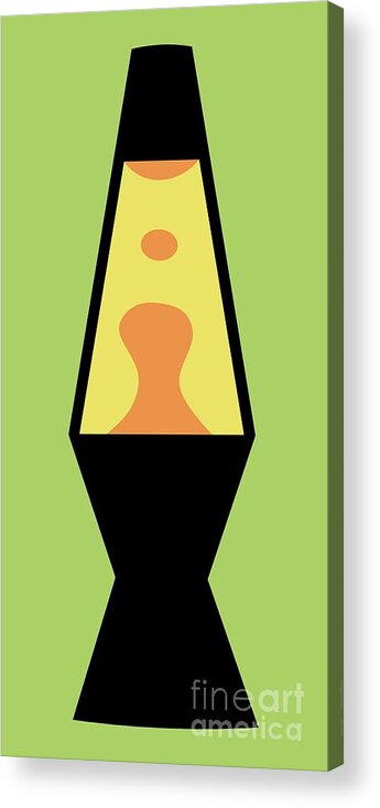 Mod Acrylic Print featuring the digital art Mod Lava Lamp on Green by Donna Mibus
