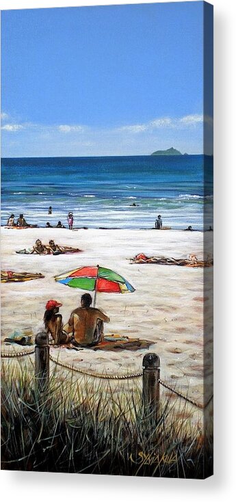 Beach Acrylic Print featuring the painting Mt Maunganui Beach 090209 by Sylvia Kula